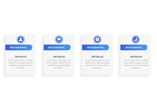 Plantilla de diseño infográfico con iconos y opciones o pasos.