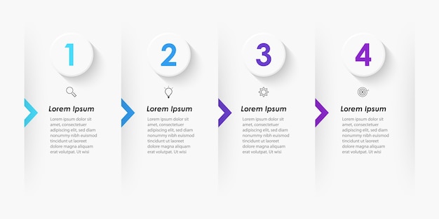 Plantilla de diseño infográfico con iconos y opciones o pasos.