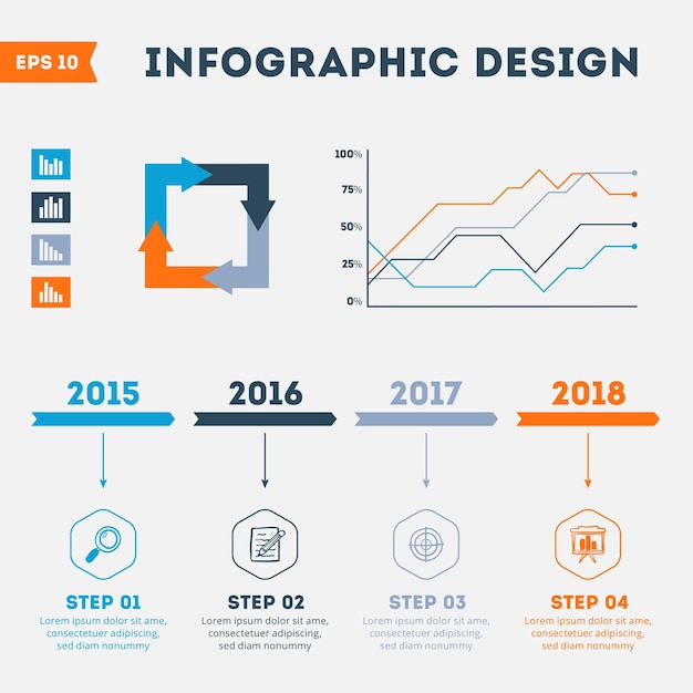 Plantilla de diseño infográfico de línea de tiempo conjunto de elementos de vector de banner de opciones de diagramas de gráficos