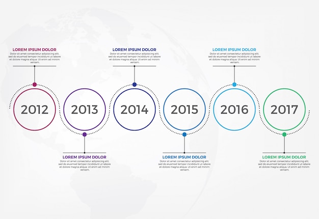 Plantilla de diseño infográfico línea de tiempo horizontal.