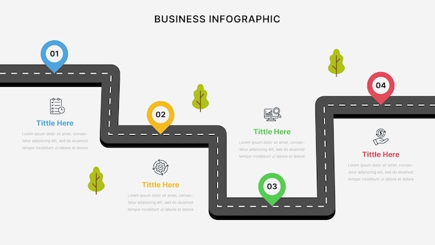 plantilla de diseño infográfico de mapas de carreteras vectoriales