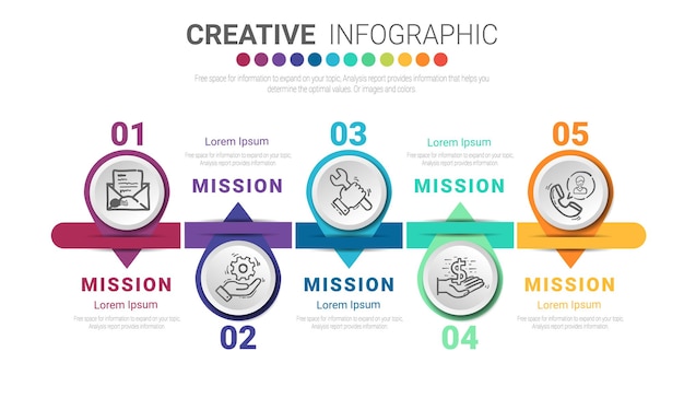 Plantilla de diseño infográfico con opción de números 5