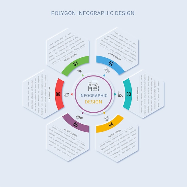 Plantilla de diseño infográfico de polígono