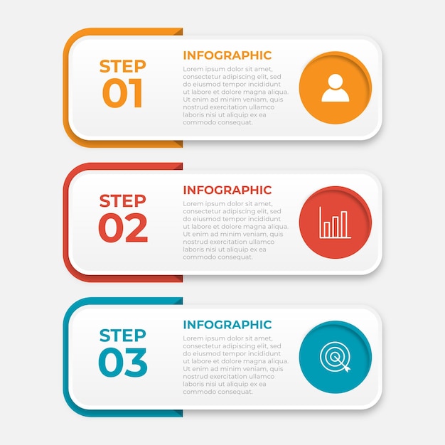 Plantilla de diseño infográfico vectorial con 3 opciones o pasos