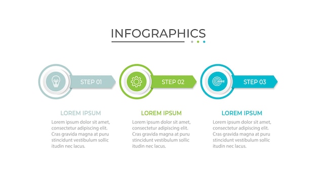 Plantilla de diseño infográfico vectorial con 3 opciones o pasos