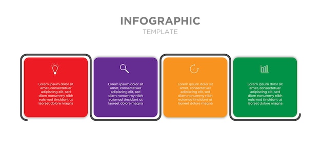 Plantilla de diseño infográfico vectorial con 4 opciones o pasos