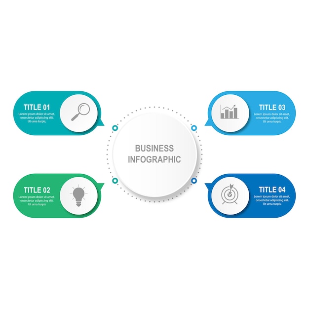 Plantilla de diseño infográfico vectorial con 4 opciones o pasos