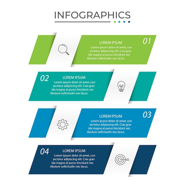 Plantilla de diseño infográfico vectorial con 4 opciones o pasos