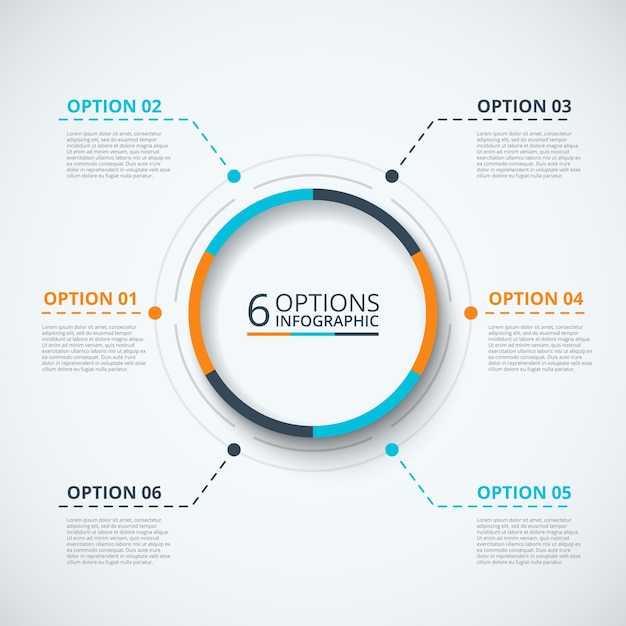 Plantilla de diseño infográfico vectorial Concepto de negocio con 6 opciones