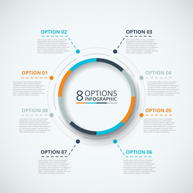 Plantilla de diseño infográfico vectorial Concepto de negocio con 8 opciones