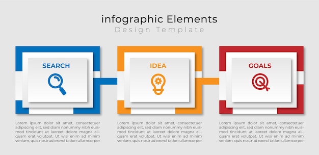 Plantilla de diseño infográfico vectorial con iconos y 3 opciones de números o pasos