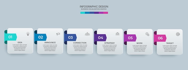 Plantilla de diseño infográfico de visualización empresarial con opciones, pasos o procesos. Se puede utilizar para