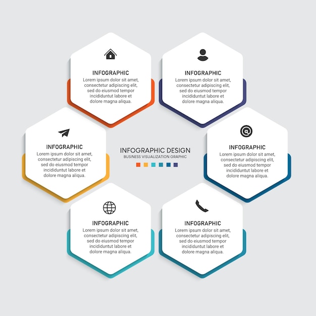 Plantilla de diseño infográfico de visualización empresarial con opciones, pasos o procesos. Se puede utilizar para