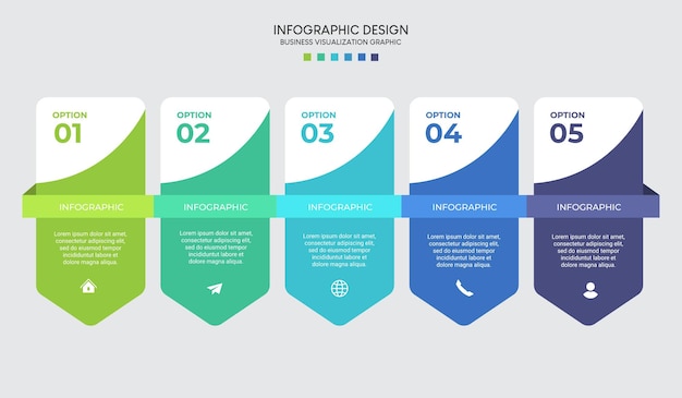 Plantilla de diseño infográfico de visualización empresarial con opciones, pasos o procesos. se puede utilizar para