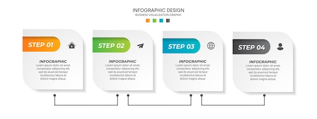 Plantilla de diseño infográfico de visualización empresarial con opciones, pasos o procesos. se puede utilizar para