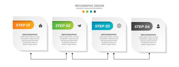 Plantilla de diseño infográfico de visualización empresarial con opciones, pasos o procesos. Se puede utilizar para