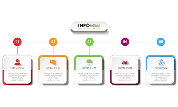 Plantilla de diseño infográfico WebVector con 5 opciones o pasos