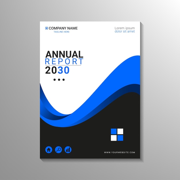 Plantilla de diseño de informe anual de onda azul moderna