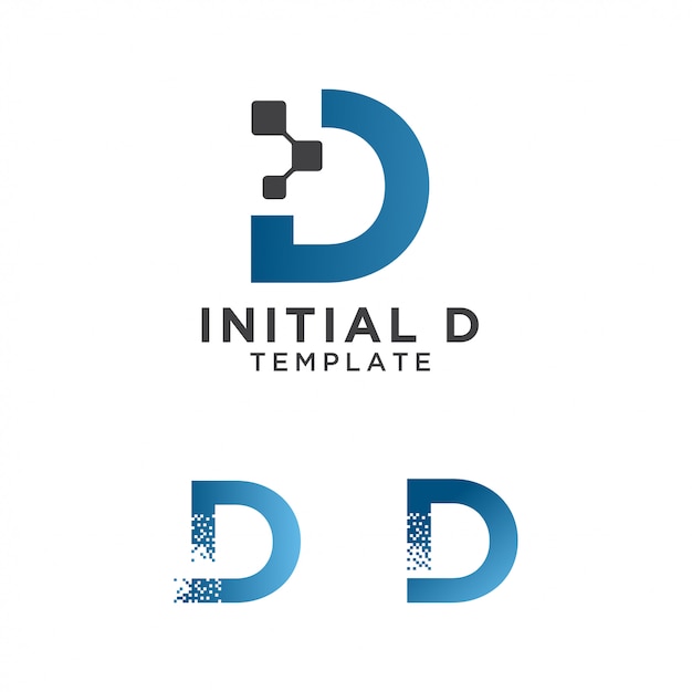 plantilla de diseño inicial del logotipo de la letra d píxeles