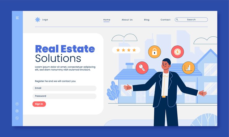 Vector plantilla de diseño inmobiliario dibujada a mano