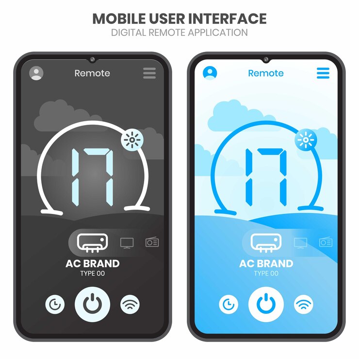 Vector plantilla de diseño de la interfaz de usuario móvil remota digital ac