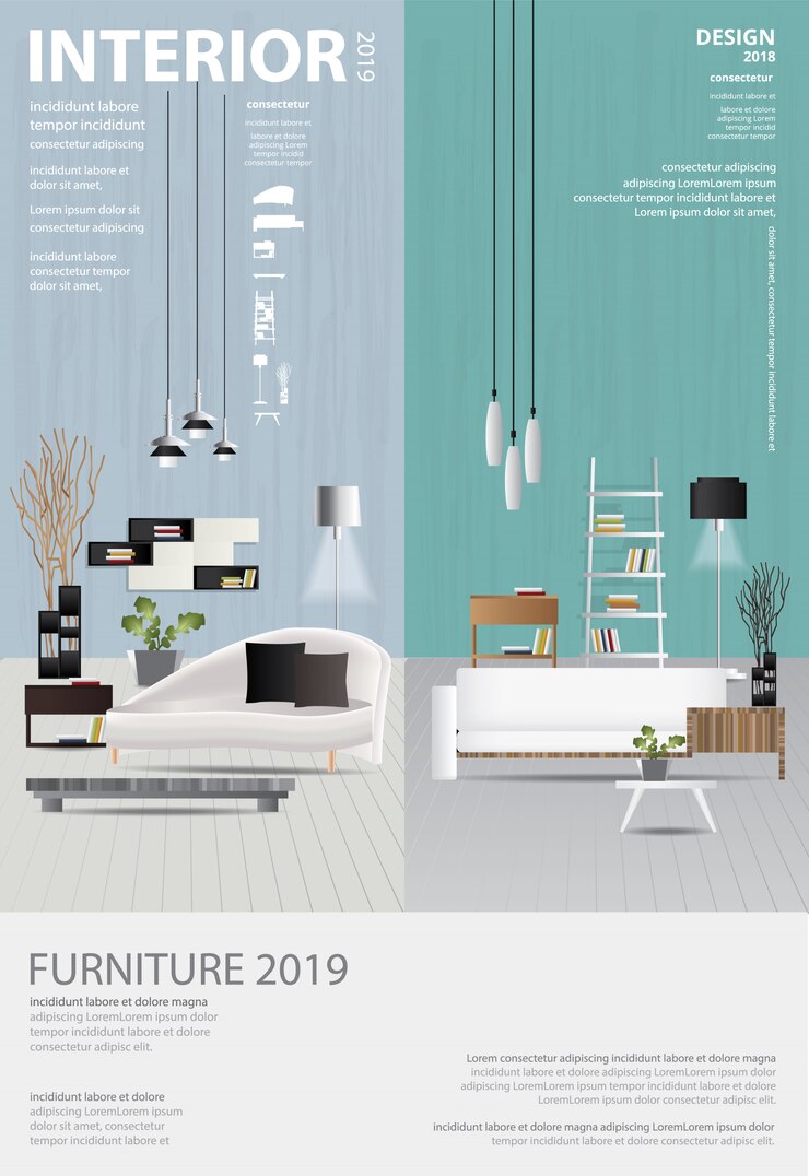 Vector plantilla de diseño de interiores de carteles