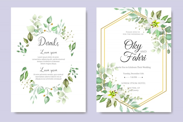 Plantilla de diseño de invitación de boda acuarela