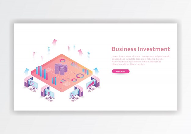 plantilla de diseño isométrico de inversión empresarial