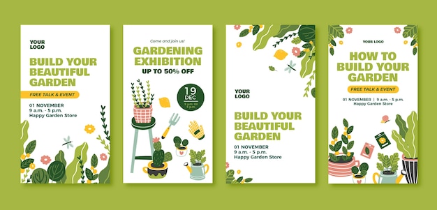 Plantilla de diseño de jardinería dibujada a mano