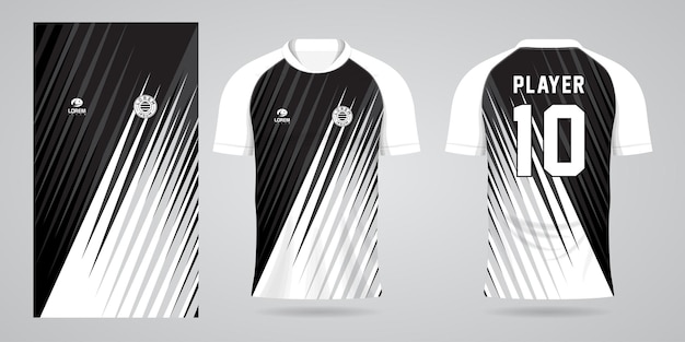 Plantilla de diseño de jersey de camiseta deportiva blanca negra