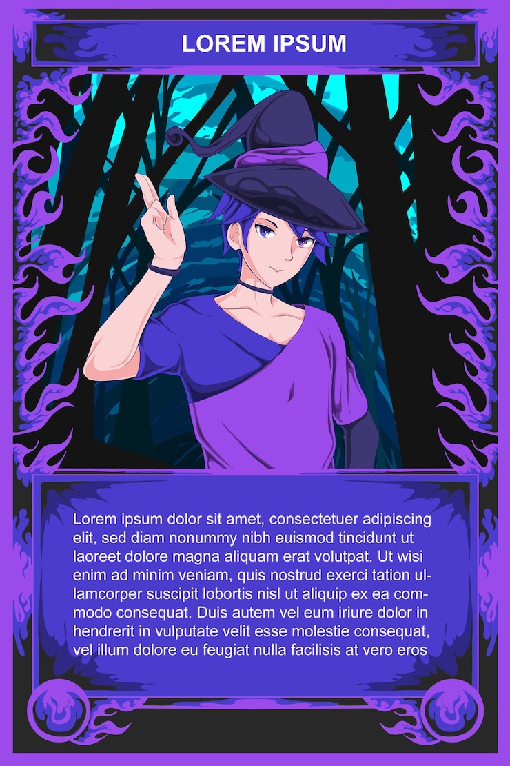 Vector plantilla de diseño de juego de cartas de anime