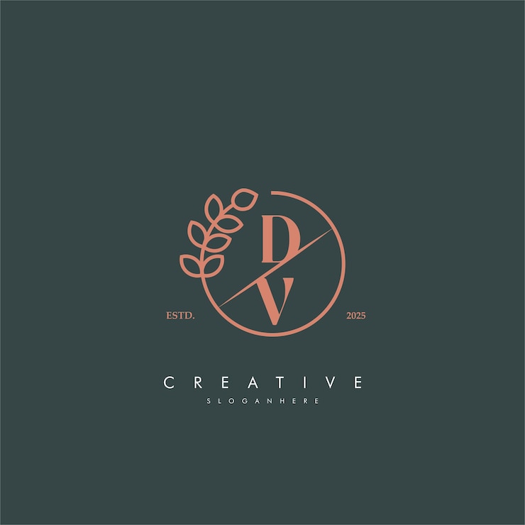 Vector plantilla de diseño de la letra dv vd simple y el monograma de la hoja