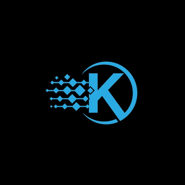 plantilla de diseño de la letra K logotipo K logotipo de tecnología con círculo K vector de logotipo tecnología