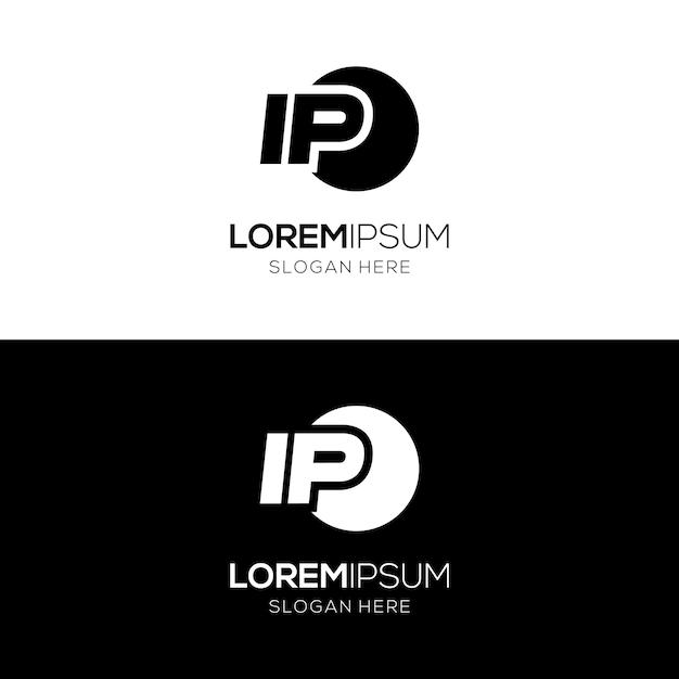 plantilla de diseño de la letra del logotipo IP