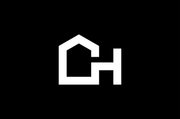 Plantilla de diseño de letras CH para el hogar o el logotipo de bienes raíces