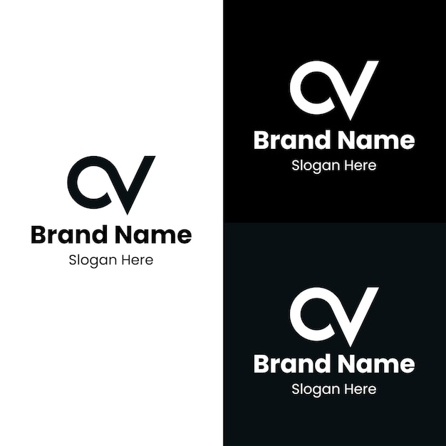 plantilla de diseño de letras de logotipo de CV plano