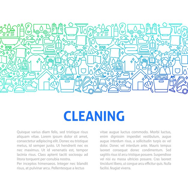 Plantilla de diseño de línea de limpieza. Ilustración de vector de banner de contorno.