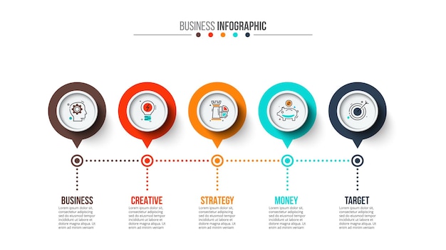 Plantilla de diseño de línea de tiempo de infografía Concepto de proceso de desarrollo con 6 opciones