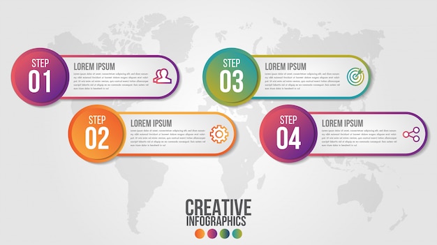Plantilla de diseño de línea de tiempo moderna de infografía para negocios con 4 pasos