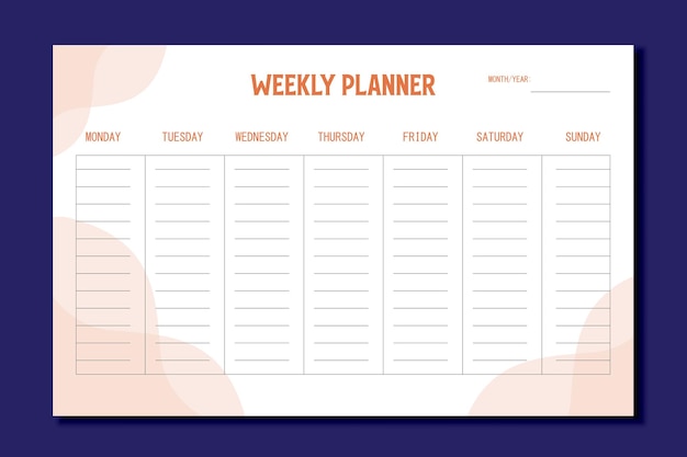 plantilla de diseño de la lista de planificadores semanales