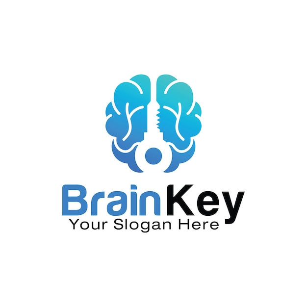 Plantilla de diseño de logo de Brain Key