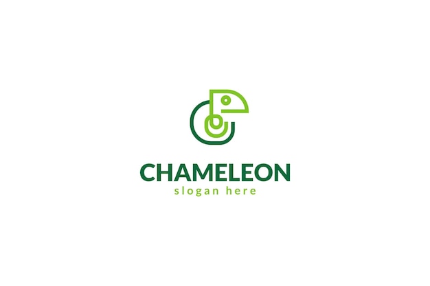 Plantilla de diseño de logo de camaleón plano