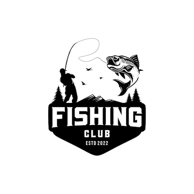 Plantilla de diseño de logo de club de pesca