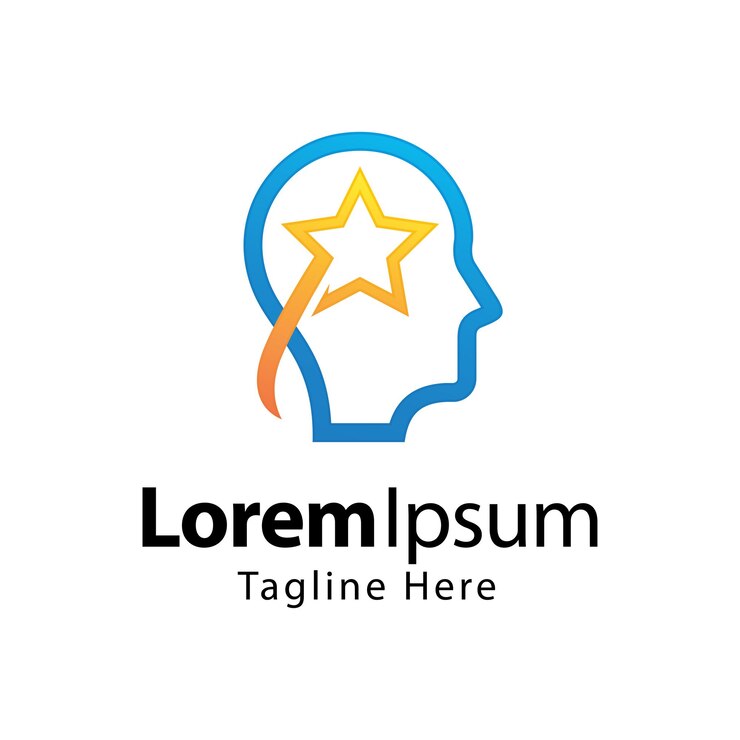 Vector plantilla de diseño de logo de estrella de cerebro