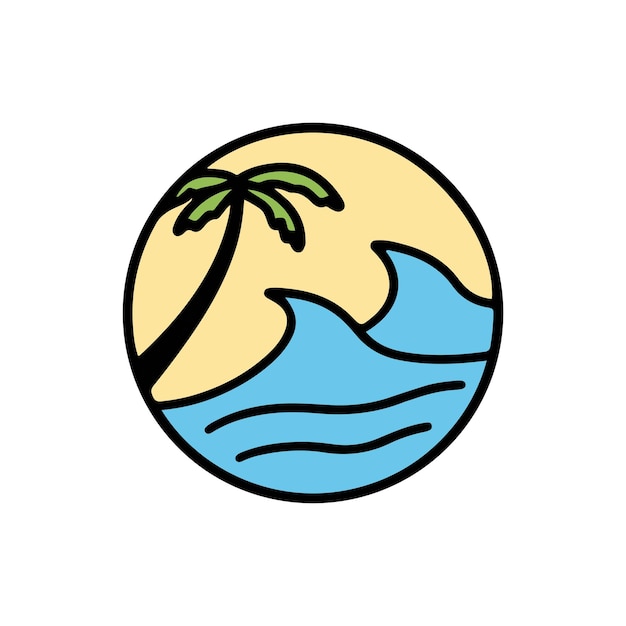 Plantilla Diseño Logo Exterior Playa Mar Icono Vector