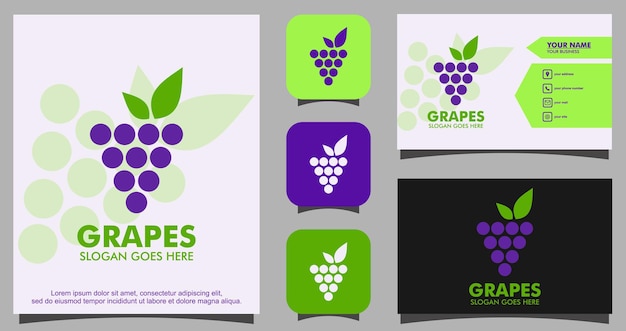 Vector plantilla de diseño de logo de fruta de uva