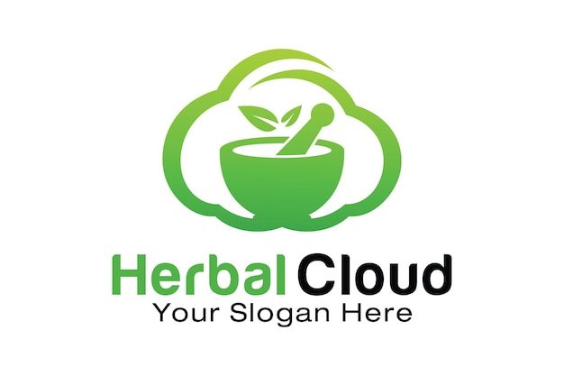 Plantilla de diseño de logo de herbal cloud