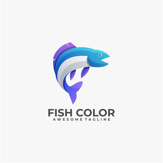 Plantilla de diseño de logo de ilustración colorida de peces