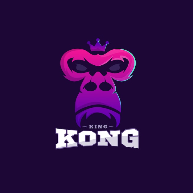 Plantilla de diseño de logo de king kong