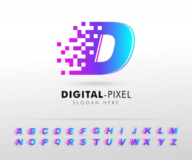 Vector plantilla de diseño de logo de letra del alfabeto pixel